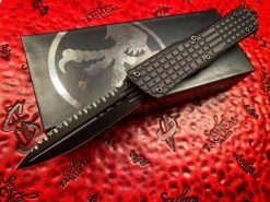 Microtech Combat Troodon Delta Double Edge Frag Shadow Full Serrated DLC W/ DLC Parts And Nickel Boron Internals (Certified Pre-Owned)