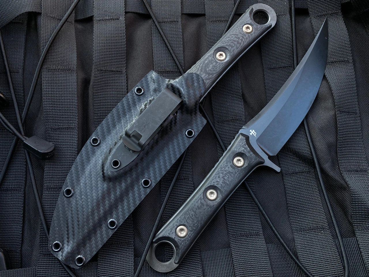 Microtech X Borka SBK S/E Carbon Fiber Handle W/ DLC Black Plain Edge Blade (5”) 200-1DLCCFS 4 Microtech X Borka SBK S/E Carbon Fiber Handle W/ DLC Black Plain Edge Blade (5”) 200-1DLCCFS - Image 4