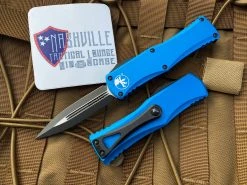 Microtech Hera D/E Blue Aluminum Body W/ Black Plain Edge Blade (3.08") 702-1BL