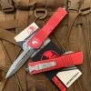 Microtech Combat Troodon D/E Distressed Red Aluminum Body W/ Stonewashed Plain Edge Blade (3.81”) 142-10DRD
