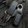 Microtech Exocet D/E Black Aluminum Body W/ Black Tactical Double Full Serrated Blade (1.9”) 157-D3T