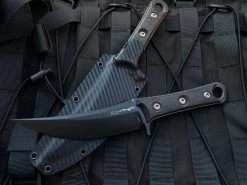 Microtech X Borka SBK S/E Carbon Fiber Handle W/ DLC Black Plain Edge Blade (5”) 200-1DLCCFS