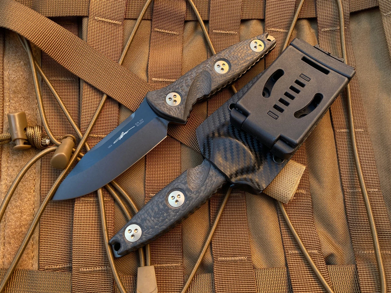 Microtech Socom Alpha Mini S/E Carbon Fiber Scales W/ Bronzed Hardware And DLC Plain Edge Blade (3.75”) 113M-1DLCCFS 4 Microtech Socom Alpha Mini S/E Carbon Fiber Scales W/ Bronzed Hardware And DLC Plain Edge Blade (3.75”) 113M-1DLCCFS - Image 4