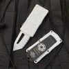 Microtech Exocet Stormtrooper T/E White Aluminum Body W/ White Full Serrated Blade (1.9”) 158-3ST