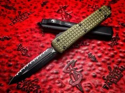 Microtech Ultratech D/E Full Serrated OD Green Frag G10 Top Signature Series OTF Knife