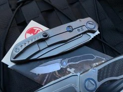 Microtech Anax S/E Folder Carbon Fiber Inlaid Titanium Integral Body W/ Blue Pivot Collar And Bead Blast Plain Edge Blade (3.69”) 190C-7CFITI -PrecisionBladesMicrotech image 98b8bf85 463c 4903 bc8c bfb2f601548d 83523.1680805523