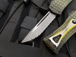 Microtech Hera S/E Frag Off Green Frag Pattern Aluminum Body W/ Yellow Accents And Apocalyptic Full Serrated Blade (3.08”) 703-12APFRGS -PrecisionBladesMicrotech image a61aed3e b1f1 47e7 a6f8 61b316becc04 05566.1680805538