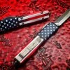 Microtech Ultratech Double Edge Full Serrated Apocalyptic USA Flag Signature Series
