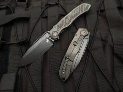 Microtech Anax S/E Integral Folder Full DLC Titanium Carbon Fiber Inlaid Body W/ DLC Plain Edge Blade (3.69”) 190C-1DLCTCFITI