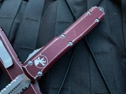 Microtech Ultratech D/E Distressed Merlot Aluminum Body W/ Apocalyptic Double Full Serrated Blade ( 3.4”) 122-D12DMR -PrecisionBladesMicrotech image bf97adbb ff65 4825 a407 9b587de3ee8f 61345.1680805532