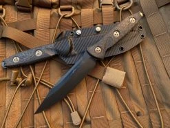 Microtech Socom Alpha S/E Fixed Blade Carbon Fiber Scales W/ Bronzed Hardware And DLC Plain Edge Blade (5.6”) 113-1DLCCFS