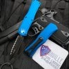 Microtech D/E Blue Aluminum Body W/ Black Full Serrated Blade (3.08") 702-3BL