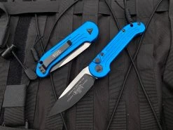 Microtech LUDT Auto Folder Blue Aluminum Body W/ Black Plain Edge Blade (3.375”) 135-1BL